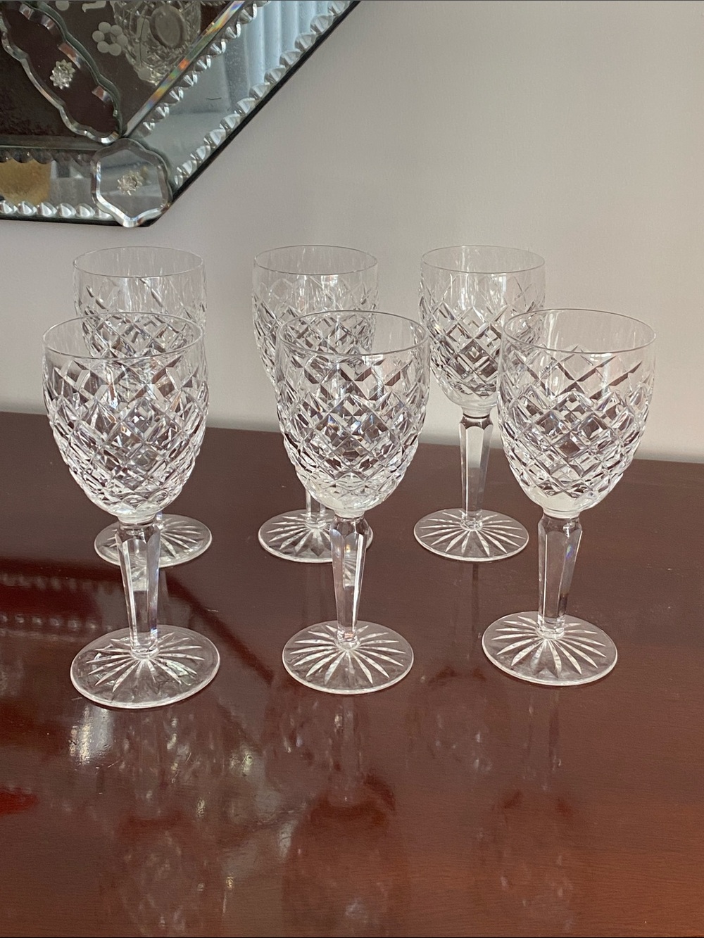 Set of 6 Waterford “dessert” crystal stemware set